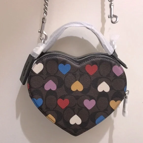 Multi Heart Crossbody Signature Canvas with Heart Print  BNWT - Picture 6 of 13